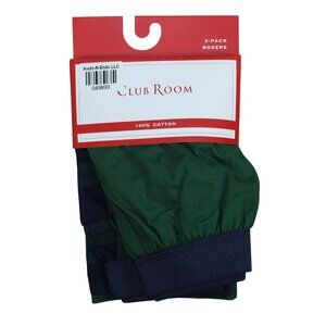 Club Room 2-Pack Tagless 100% Cotton Men's Boxers NWT Green Solid & Plaid